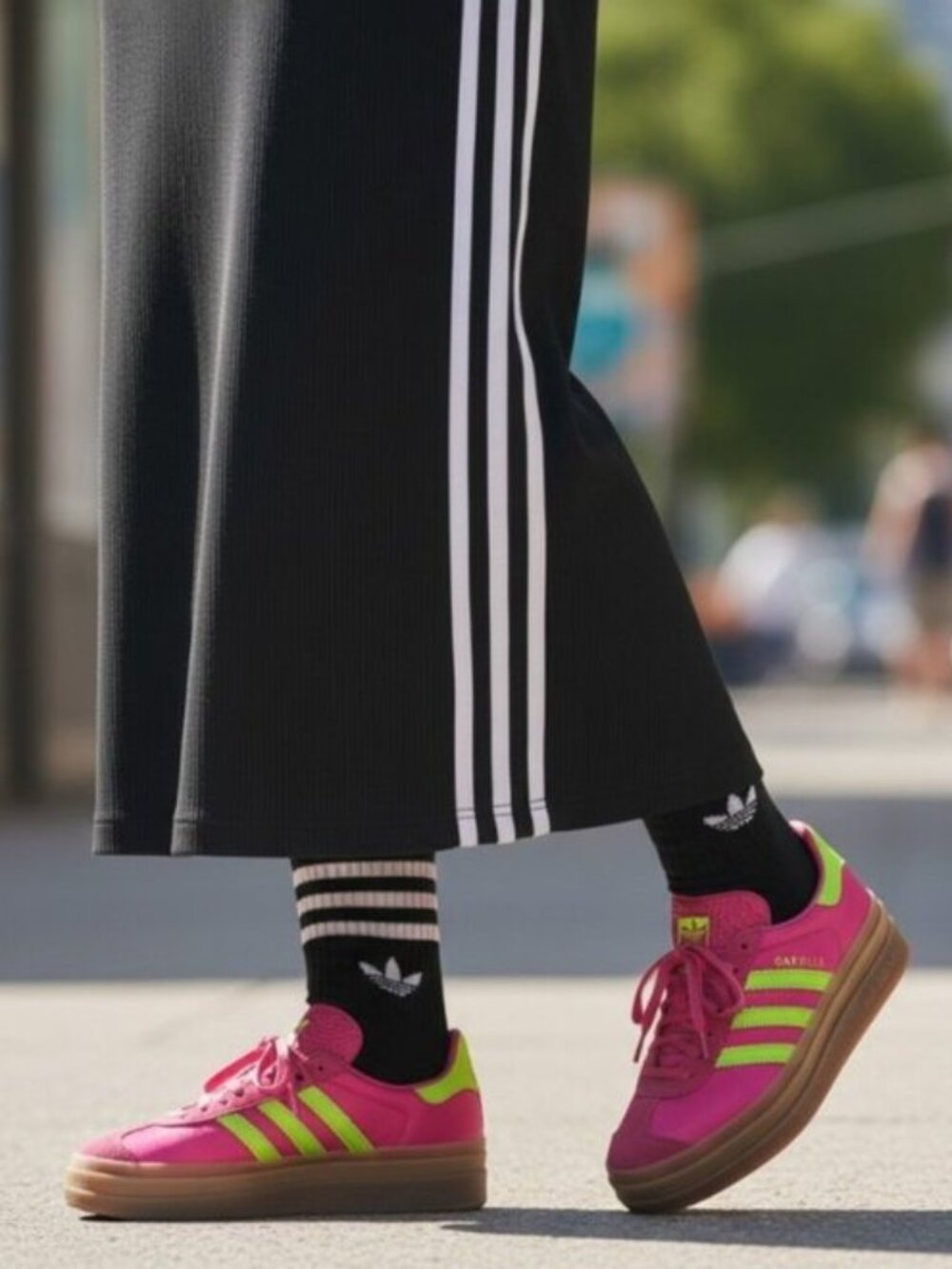 ADIDAS GAZELLE Bold Platform Sneakers W 10 11 RARE Pink Green Satin Trainers Gum - Picture 16 of 16